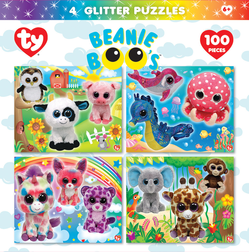 Beanie Boo Glitter 4-pack Farm Animal Glitter / Shimmer / Foil Puzzles