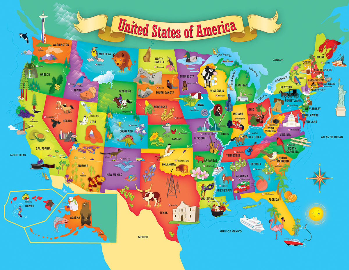 USA Map State Educational