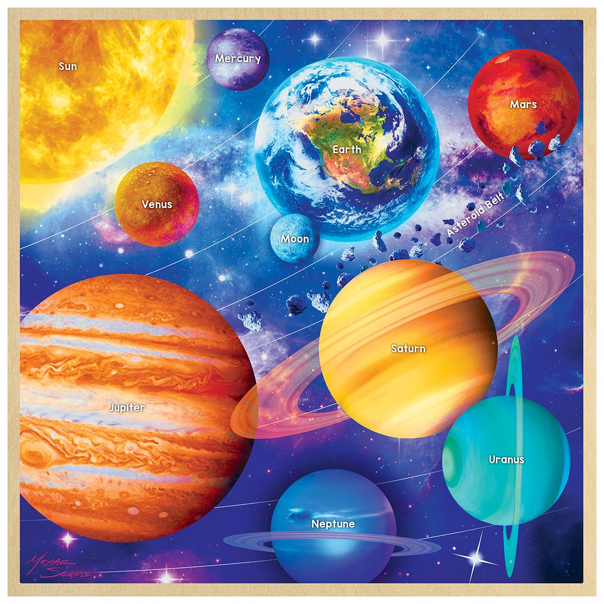 Solar System - Wood Jigsaw Puzzle Space Tray Puzzle