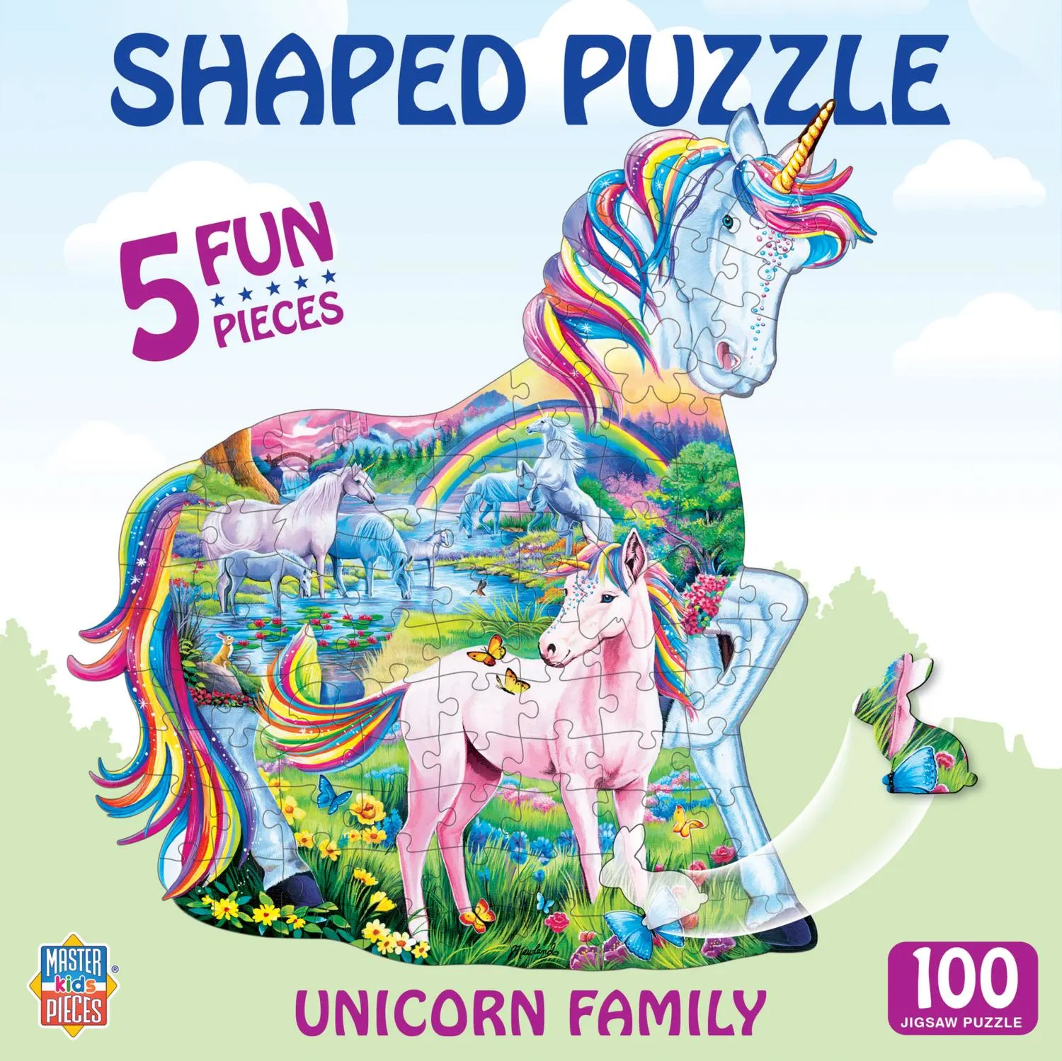 Unicorn Family - 100 Piece Shaped Puzzle