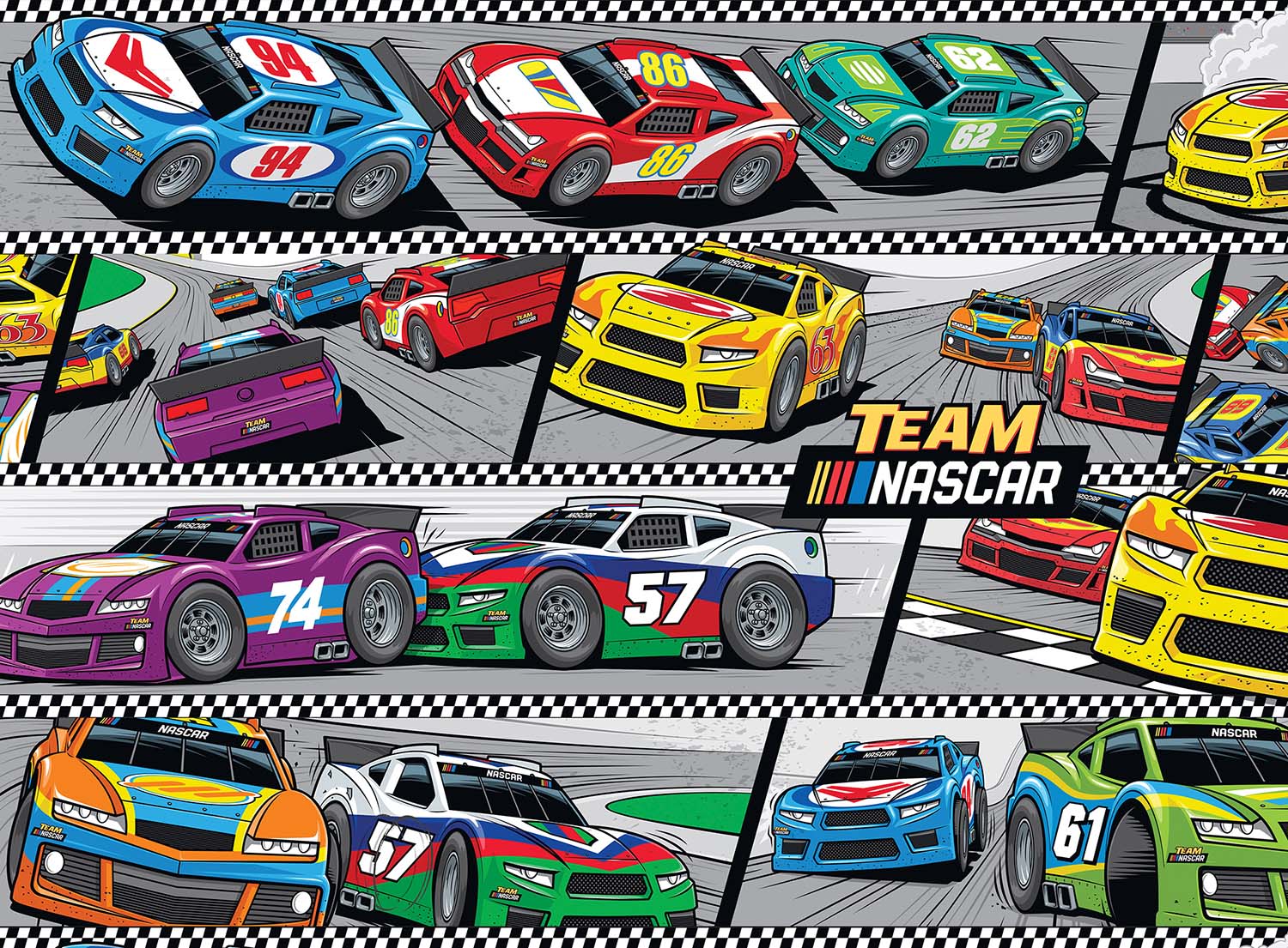 NASCAR Chasing Checkers Car Jigsaw Puzzle