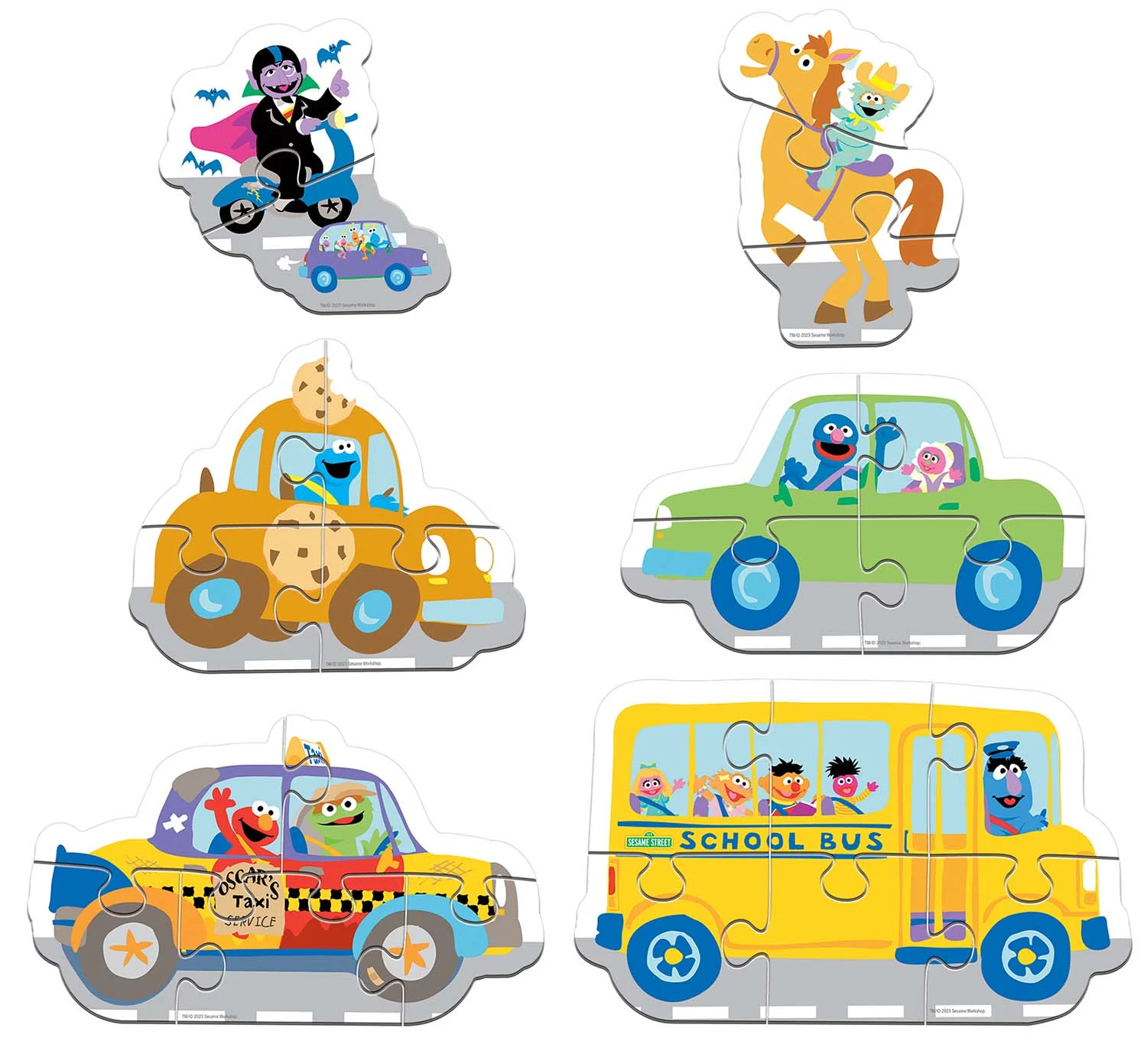 Sesame Street - Vehicles 6-Pack Mini Shaped Puzzles