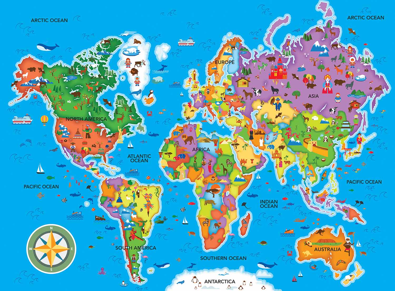 Educational - World Map Maps & Geography Jigsaw Puzzle