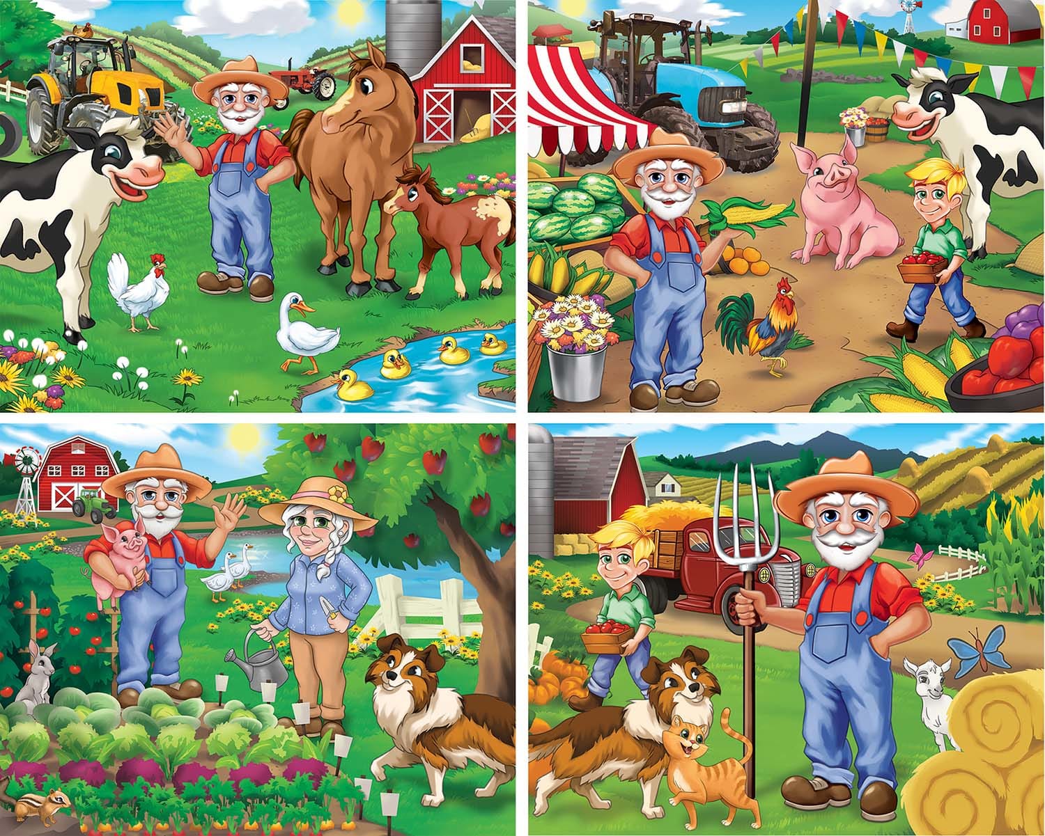 Old MacDonald's Farm - 4 Pack 100 Piece Puzzles