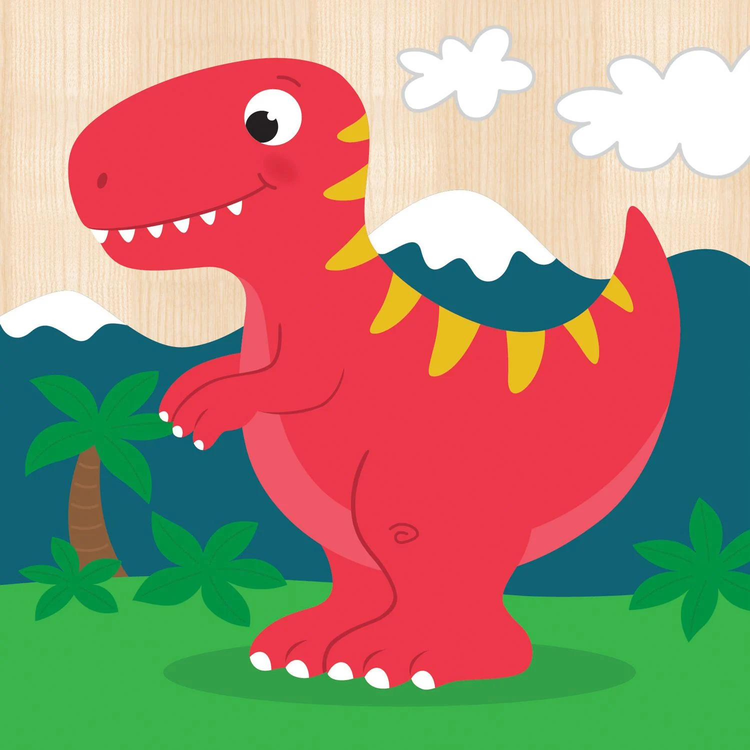 4 Chunky Wood Puzzles - Dinosaurs