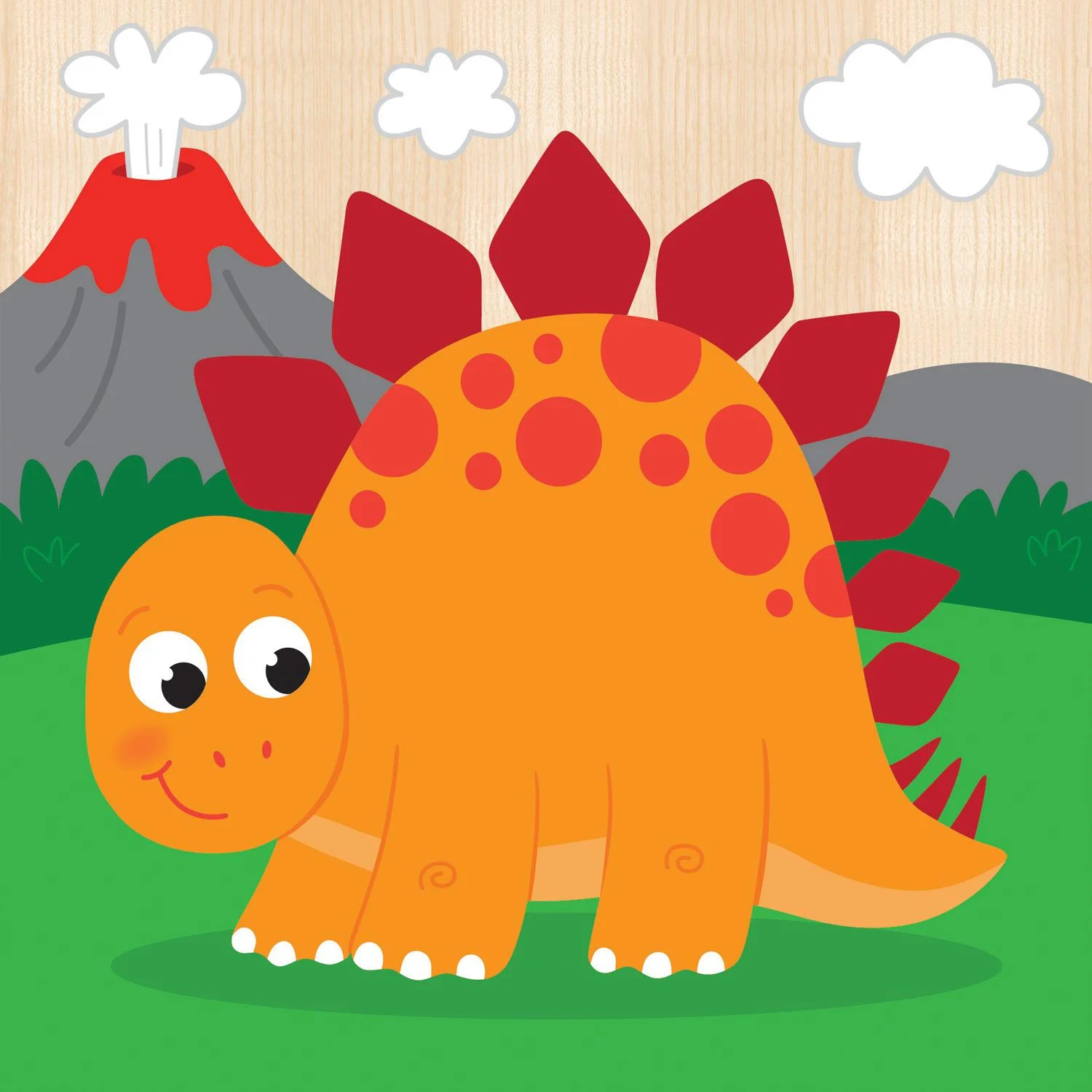 4 Chunky Wood Puzzles - Dinosaurs