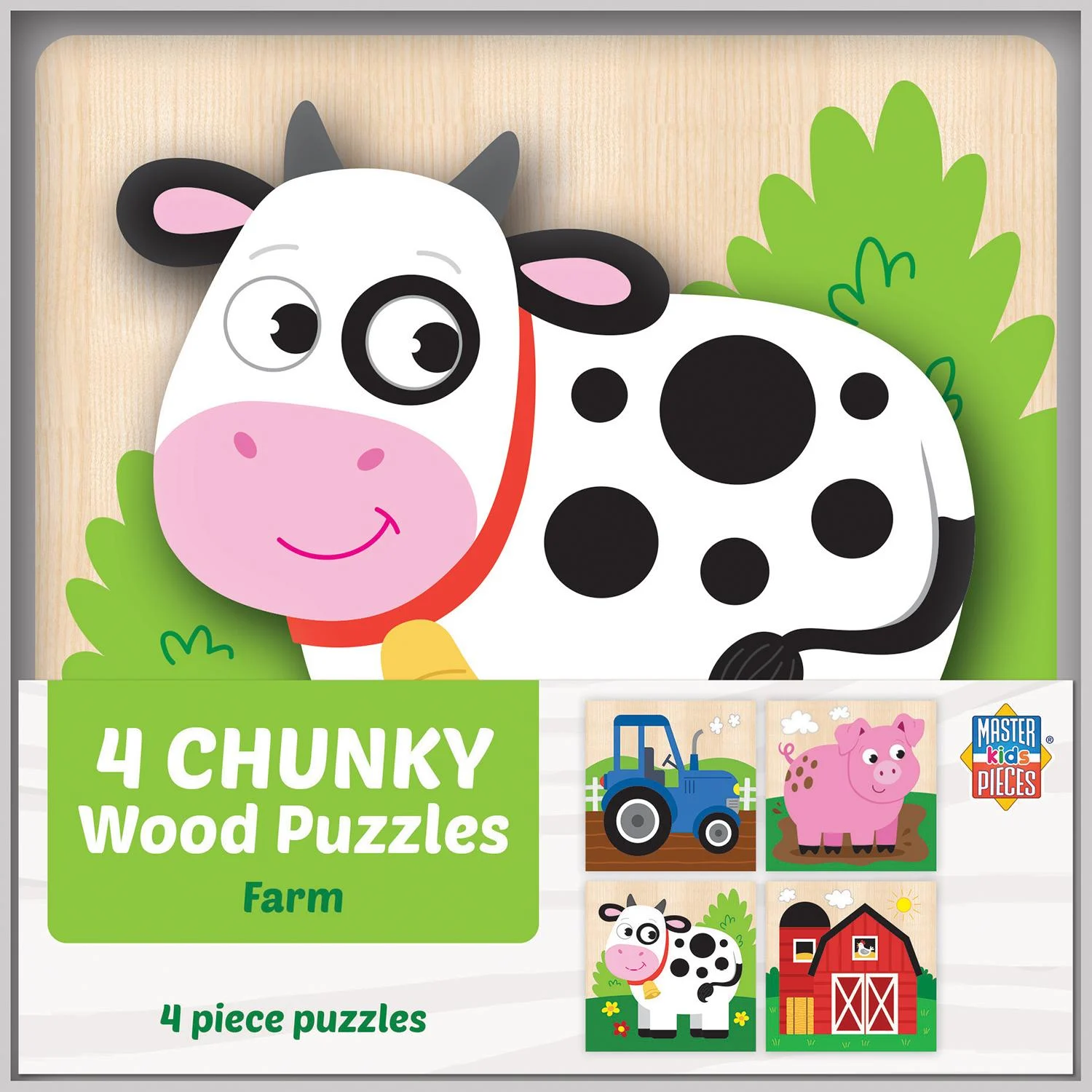 4 Chunky Wood Puzzles - Farm Farm