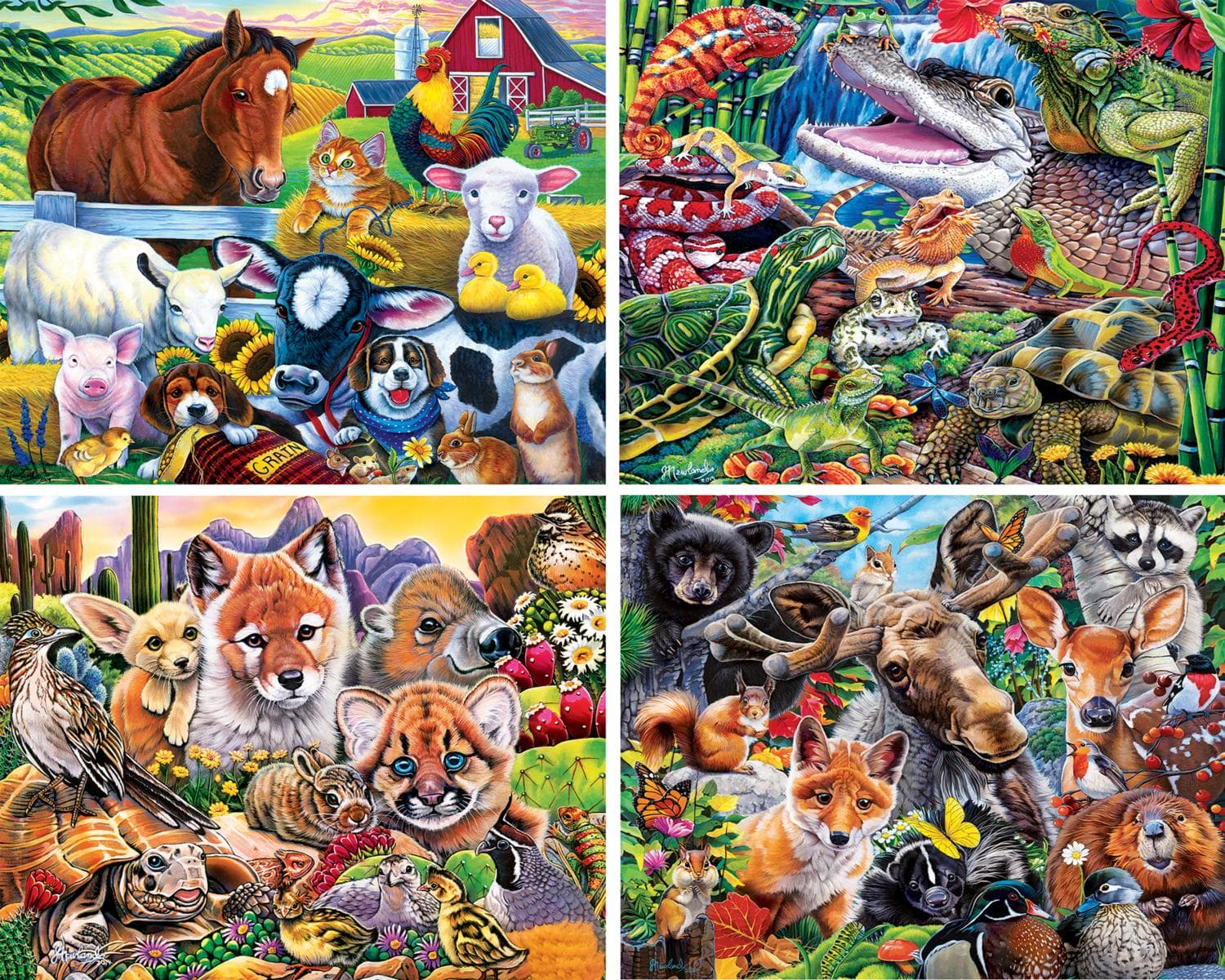 World of Animals - 4 Pack 100 Piece Puzzles