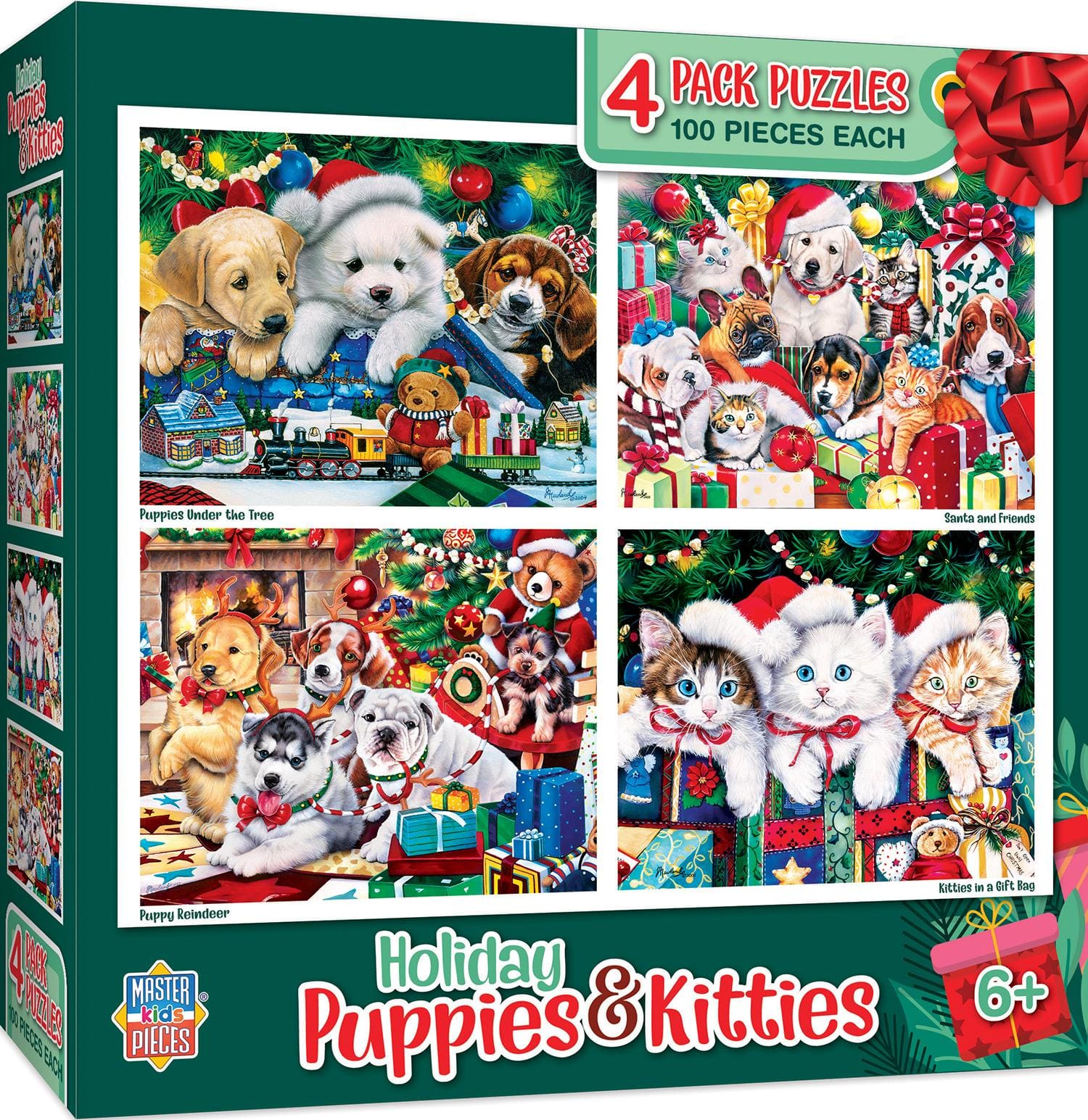 Holiday Puppies & Kitties - 4 Pack 100 Piece Puzzles