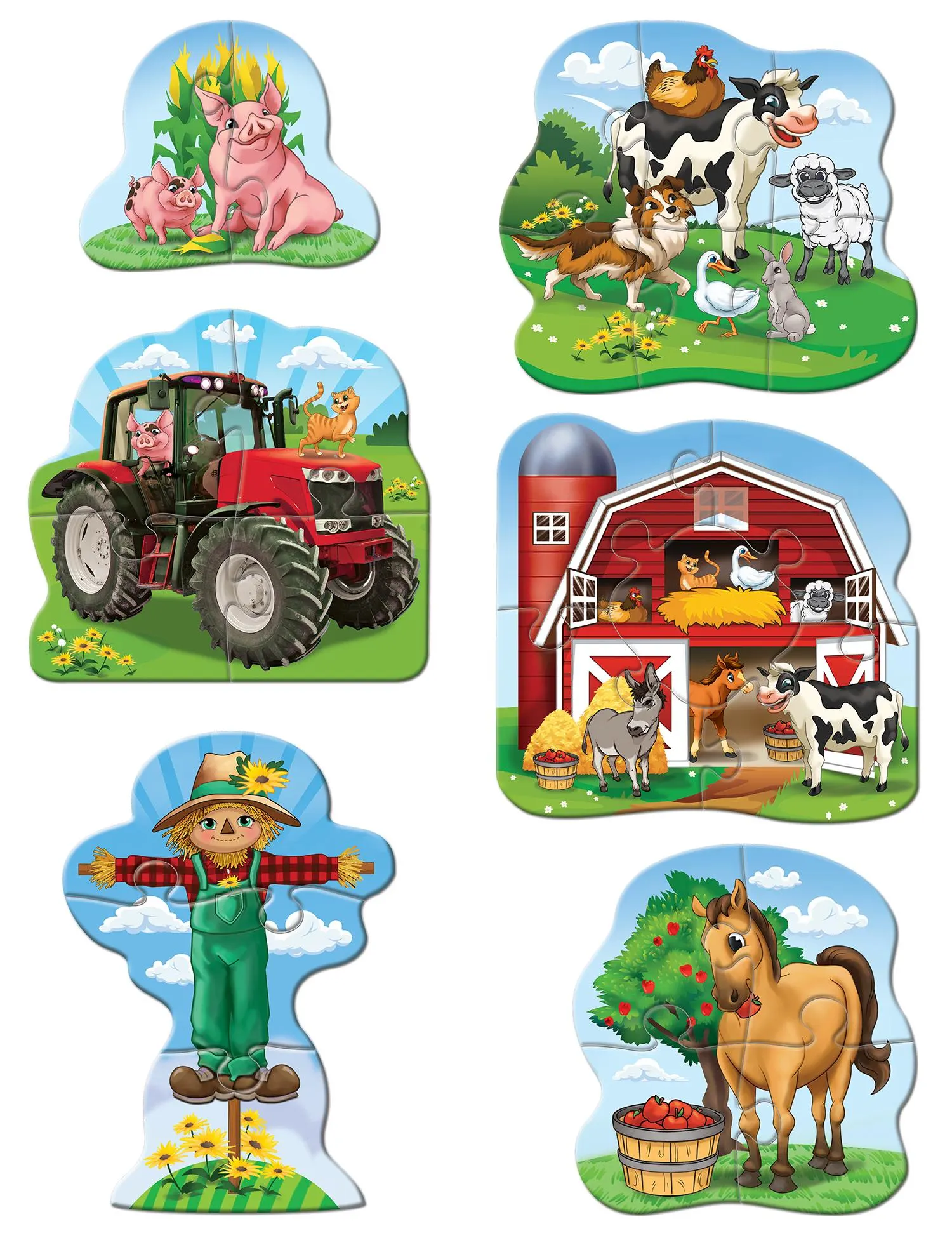 Old MacDonald's Farm - 6-Pack Mini Shaped Puzzles