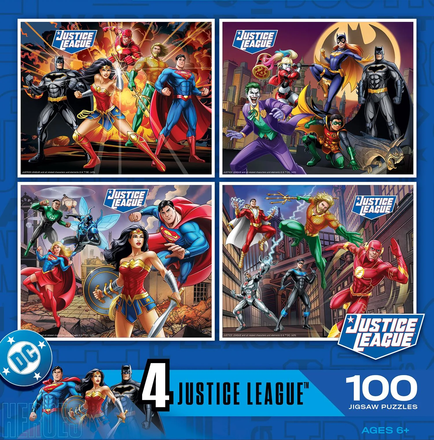 Justice League - 4 Pack 100 Piece Puzzles Movies & TV