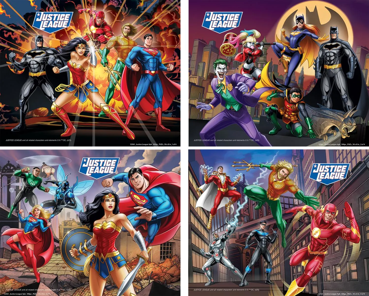 Justice League - 4 Pack 100 Piece Puzzles