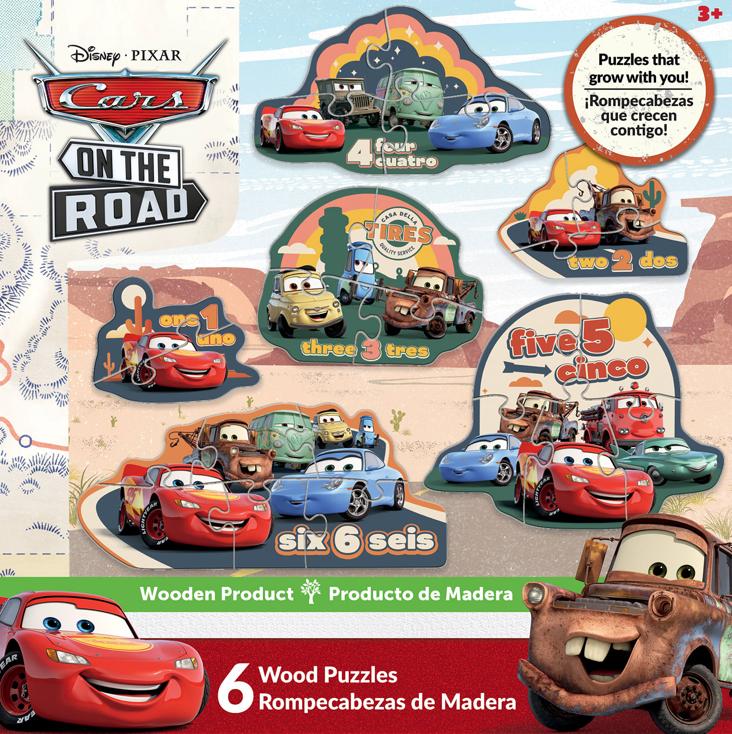 Disney - Cars 6-Pack Wood Shaped Puzzles Disney
