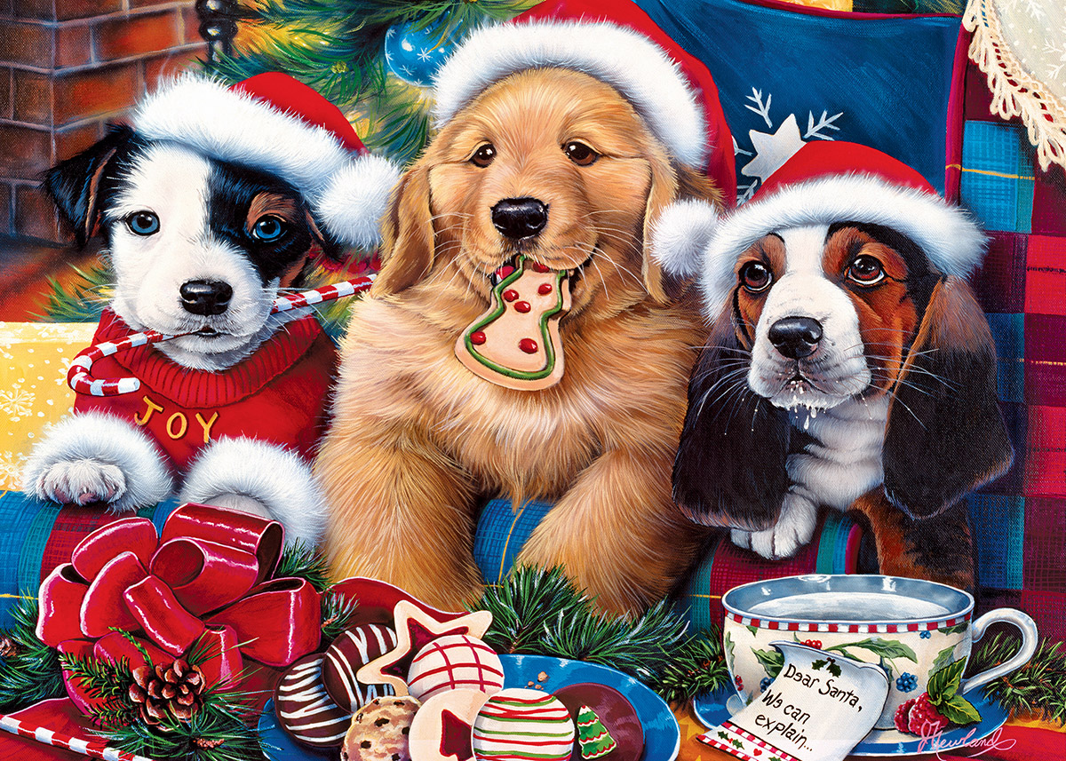 Santa Paws Dogs Glitter / Shimmer / Foil Puzzles