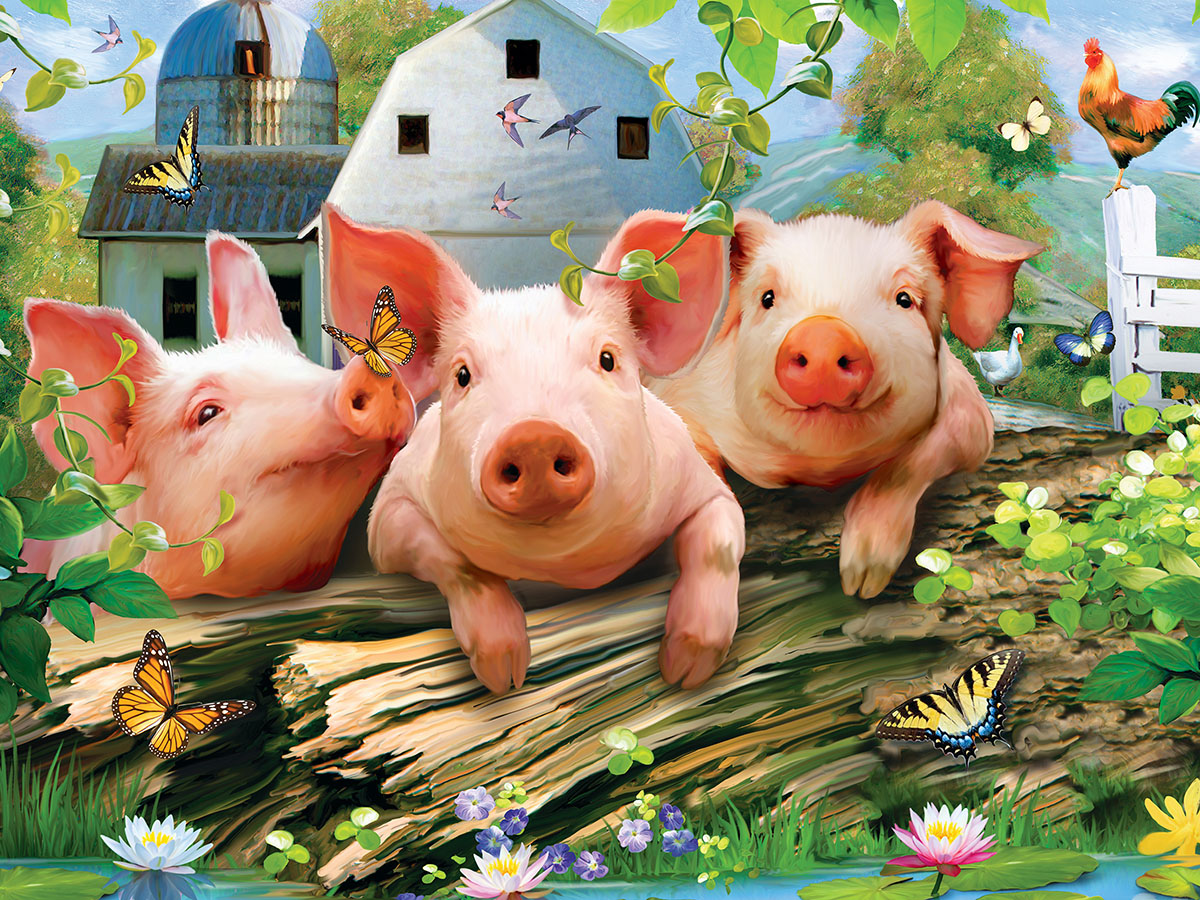 Three 'Lil Pigs Farm Animal Jigsaw Puzzle