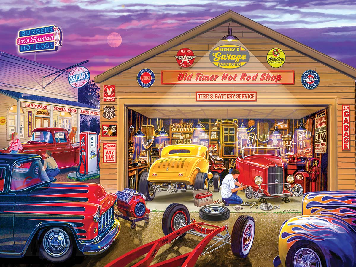 Old Timer's Hot Rods Vehicles Jigsaw Puzzle