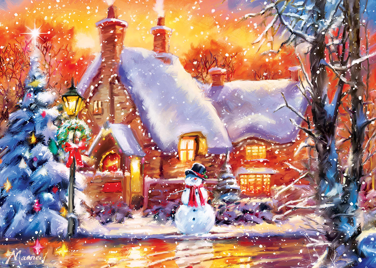 Snowman Cottage Winter