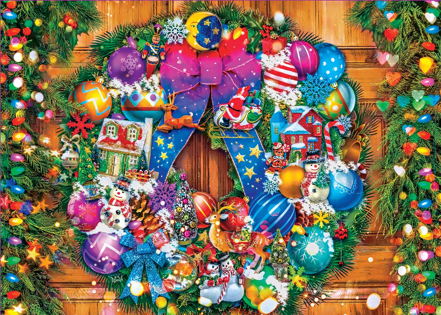 Vintage Ornament Wreath Christmas Glitter / Shimmer / Foil Puzzles