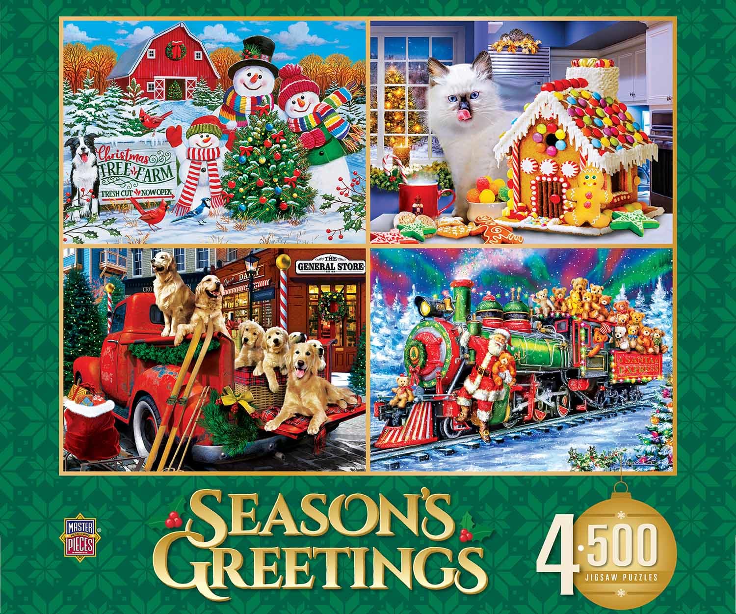 4 Pack - Season's Greetings 500 Piece Puzzles Christmas