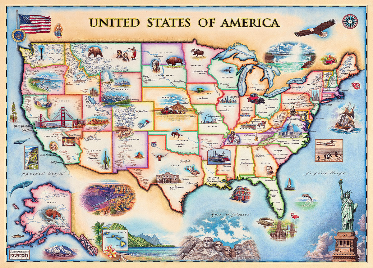 USA Map (Xplorer Maps) Maps & Geography Jigsaw Puzzle