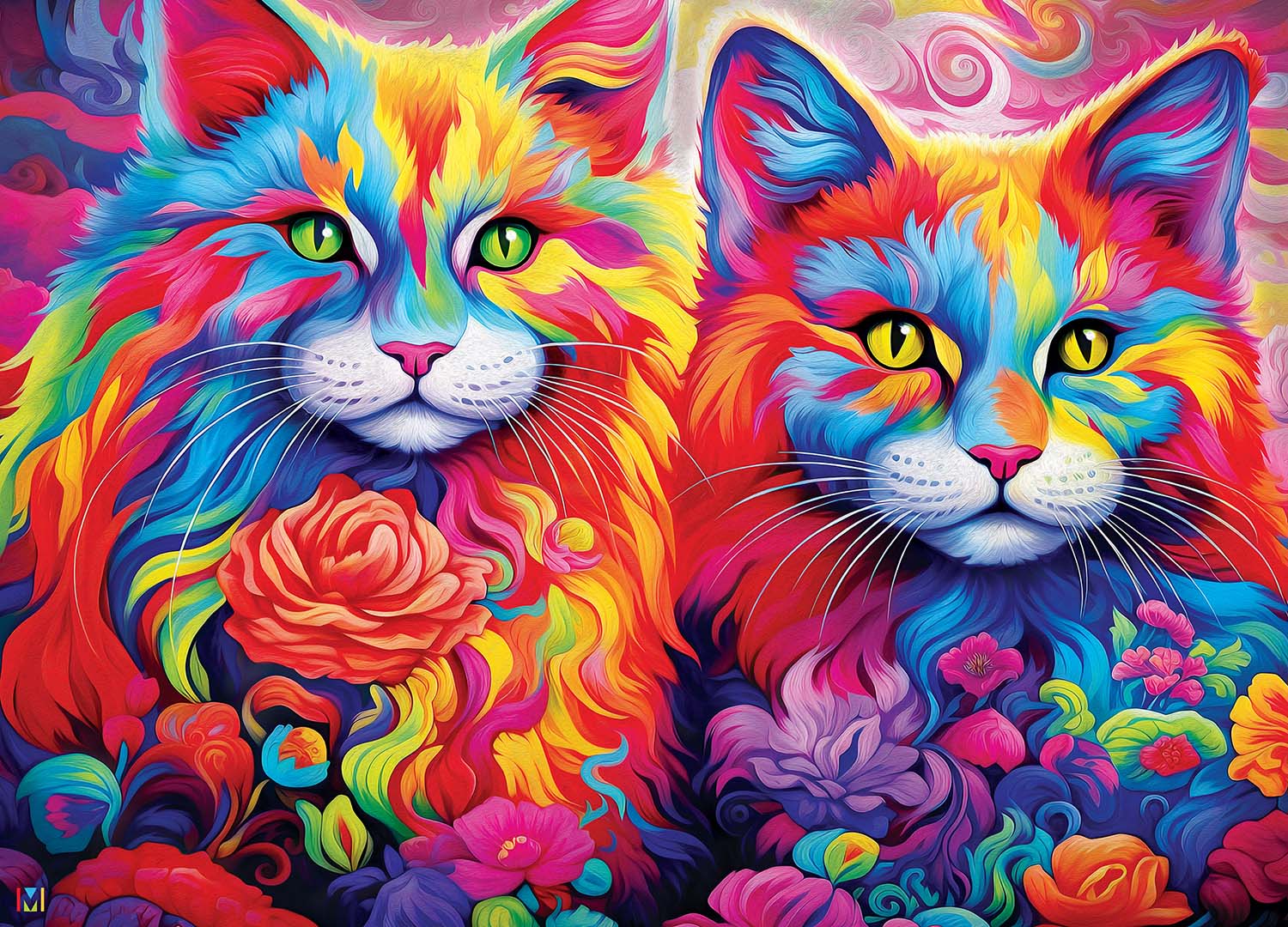 Colorize - Rainbow Whiskers Cats Jigsaw Puzzle