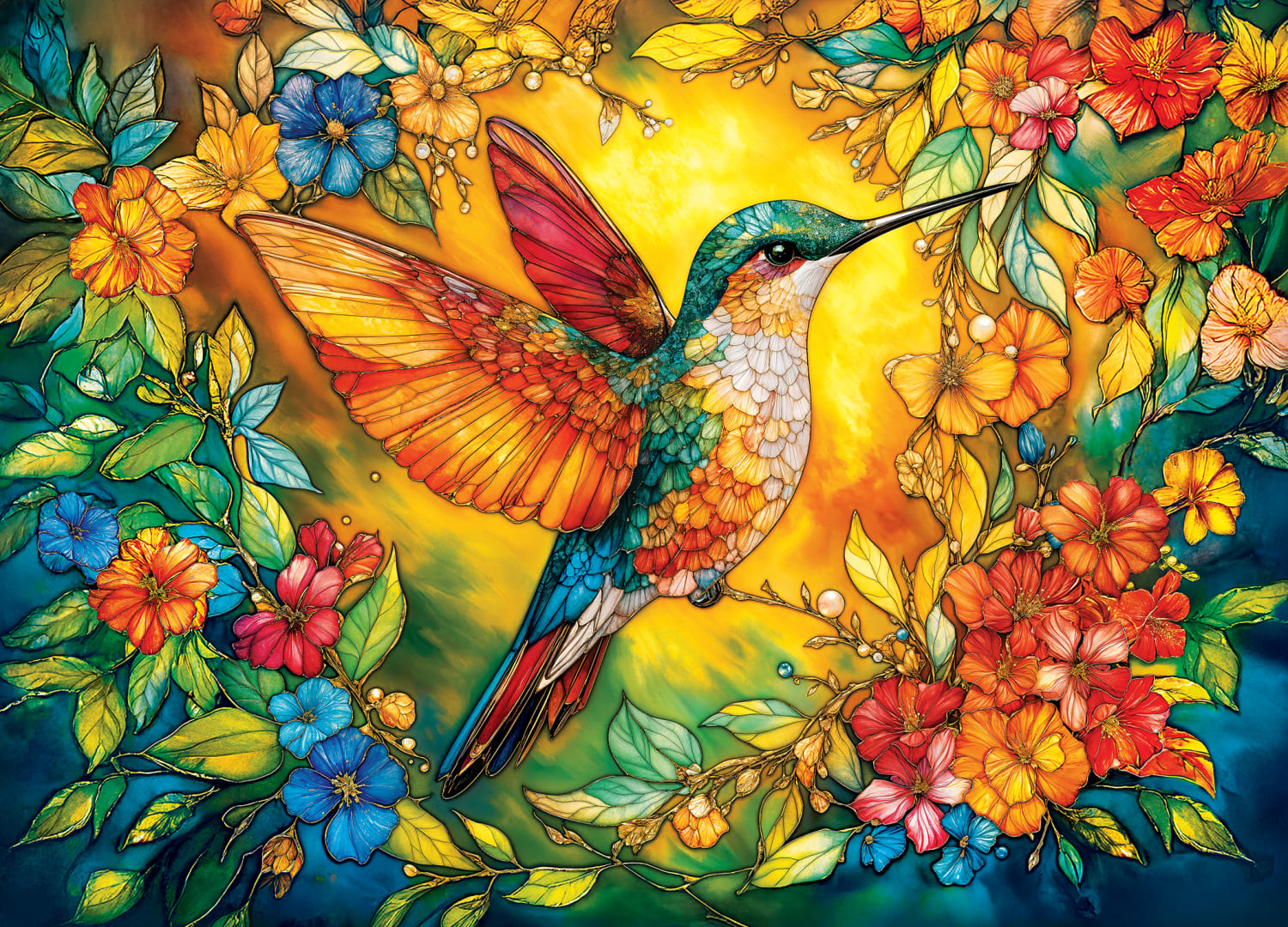 Stained Glass - Glorious Hummingbird