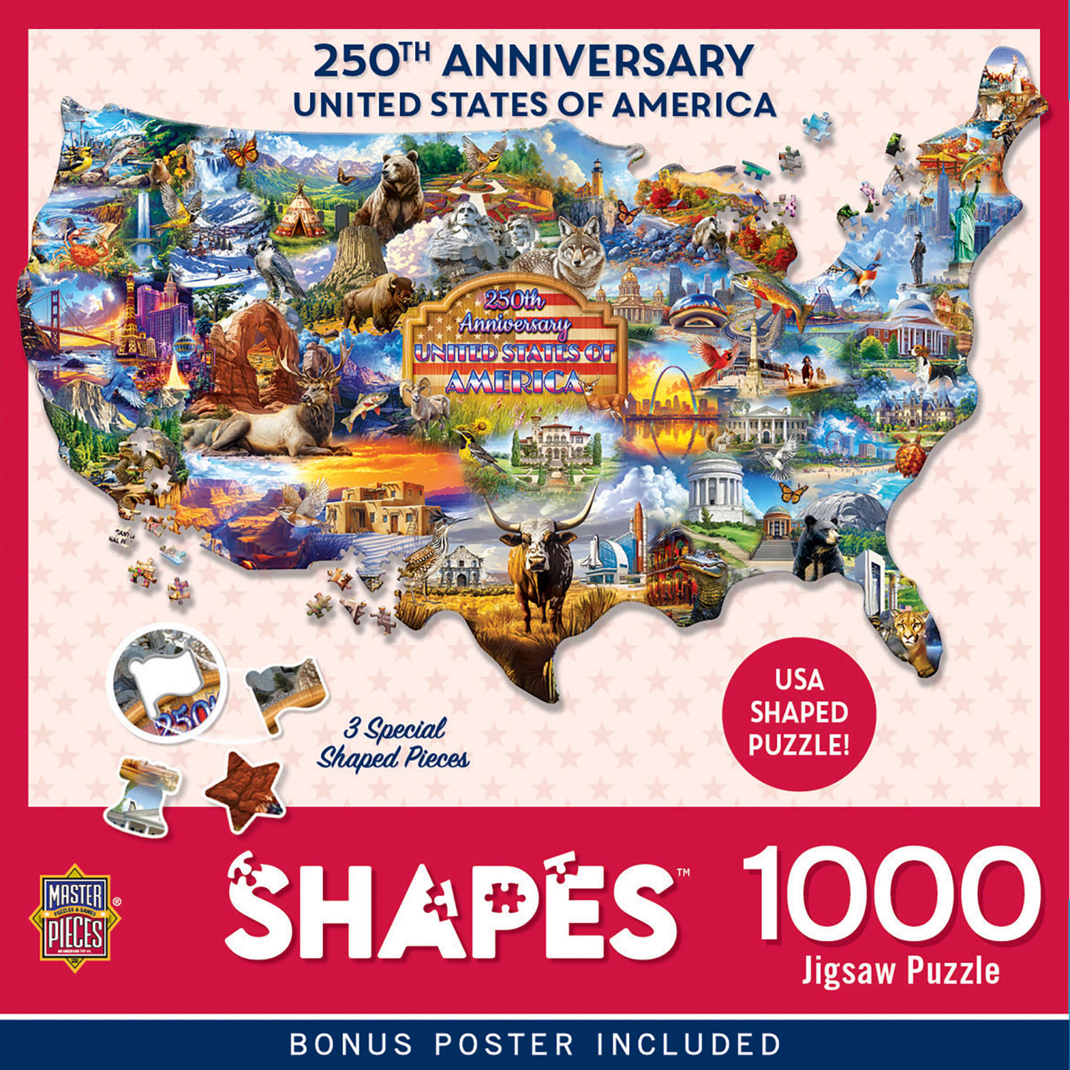 Shapes - 250th Anniversary America Map Landmarks & Monuments