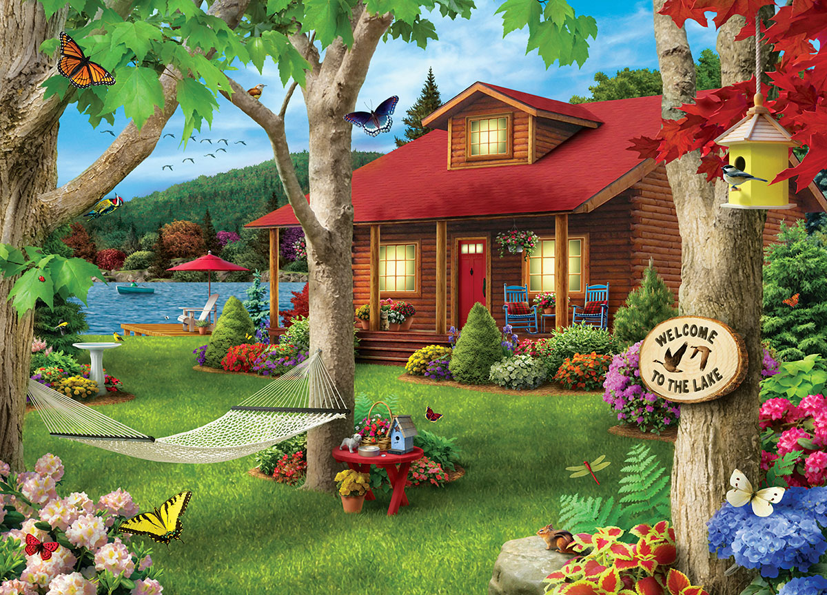 Memory Lane - Welcome to the Lake 1000pc Puzzle Cabin & Cottage Jigsaw Puzzle