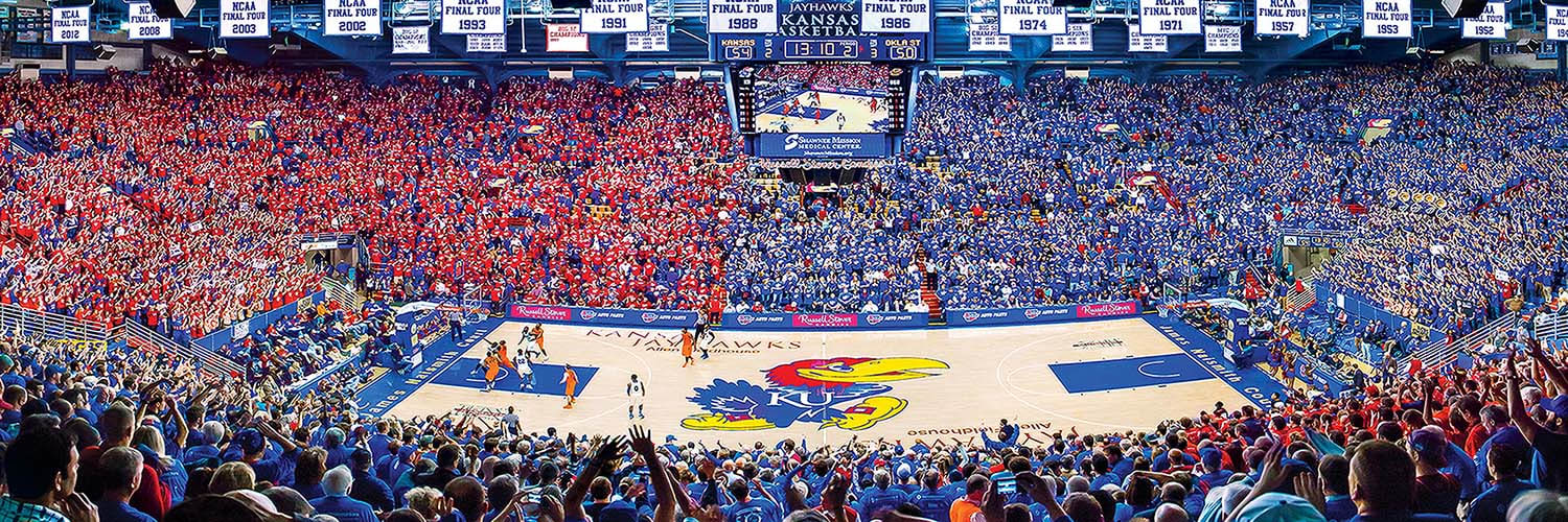 Kansas Jayhawks NCAA Stadium Panoramics Basketball Center View Sports