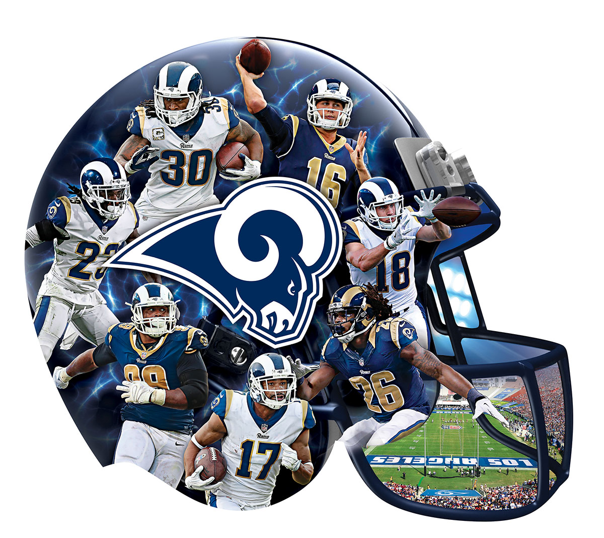 Los Angeles Rams Helmet Sports Shaped Puzzle