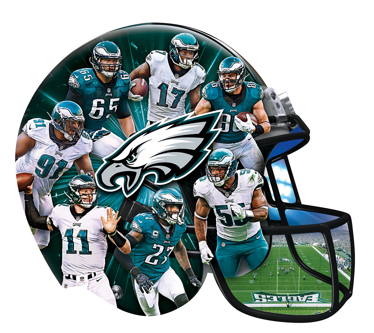 Philadelphia Eagles 500pc Helmet Shaped Puzzle Sports Shaped Puzzle