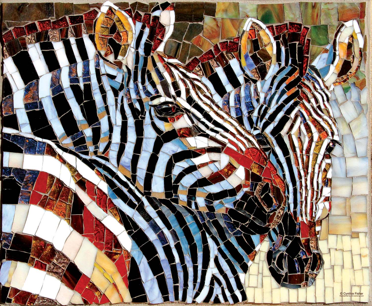 Stained Glass Zebras Safari Animals Jigsaw Puzzle