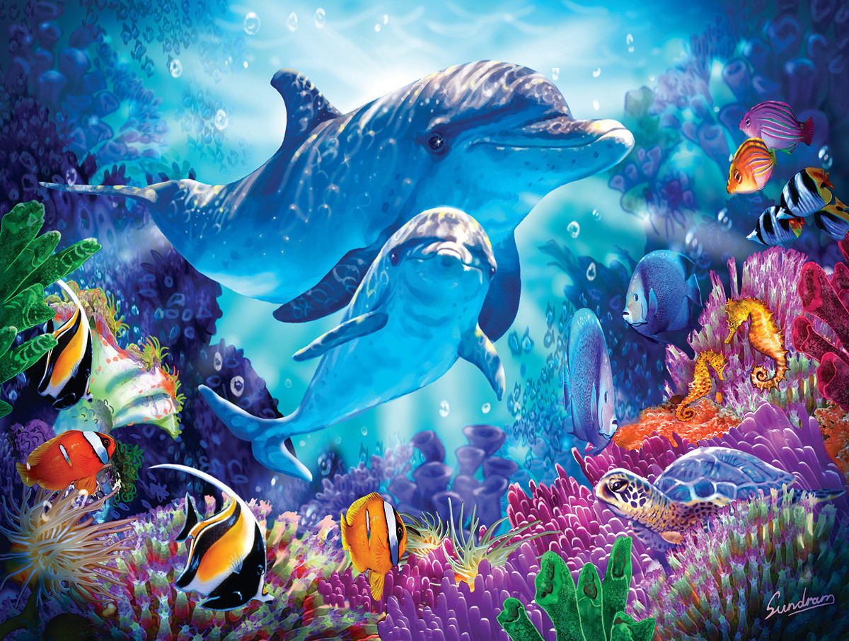 Dolphin Guardian - 500 Piece Jigsaw Puzzle by SunsOut | Serious