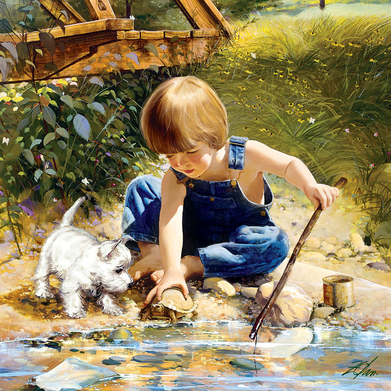 Summertime Friends (Joys of Childhood) Dogs