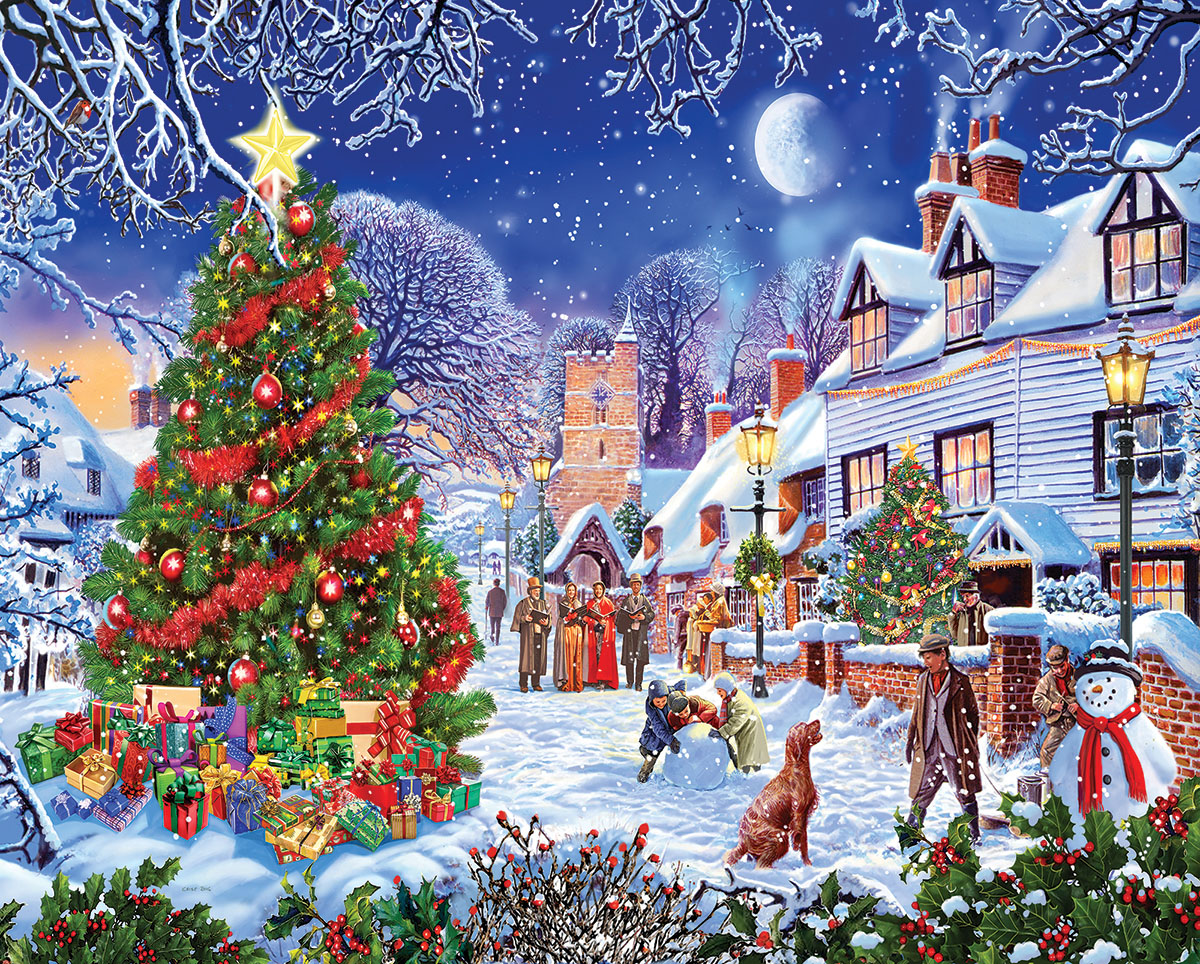 Village Christmas Tree Christmas Jigsaw Puzzle