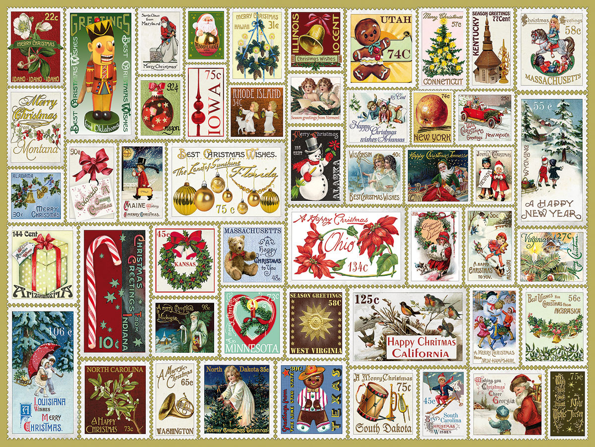 State Holiday Stamps Christmas Jigsaw Puzzle