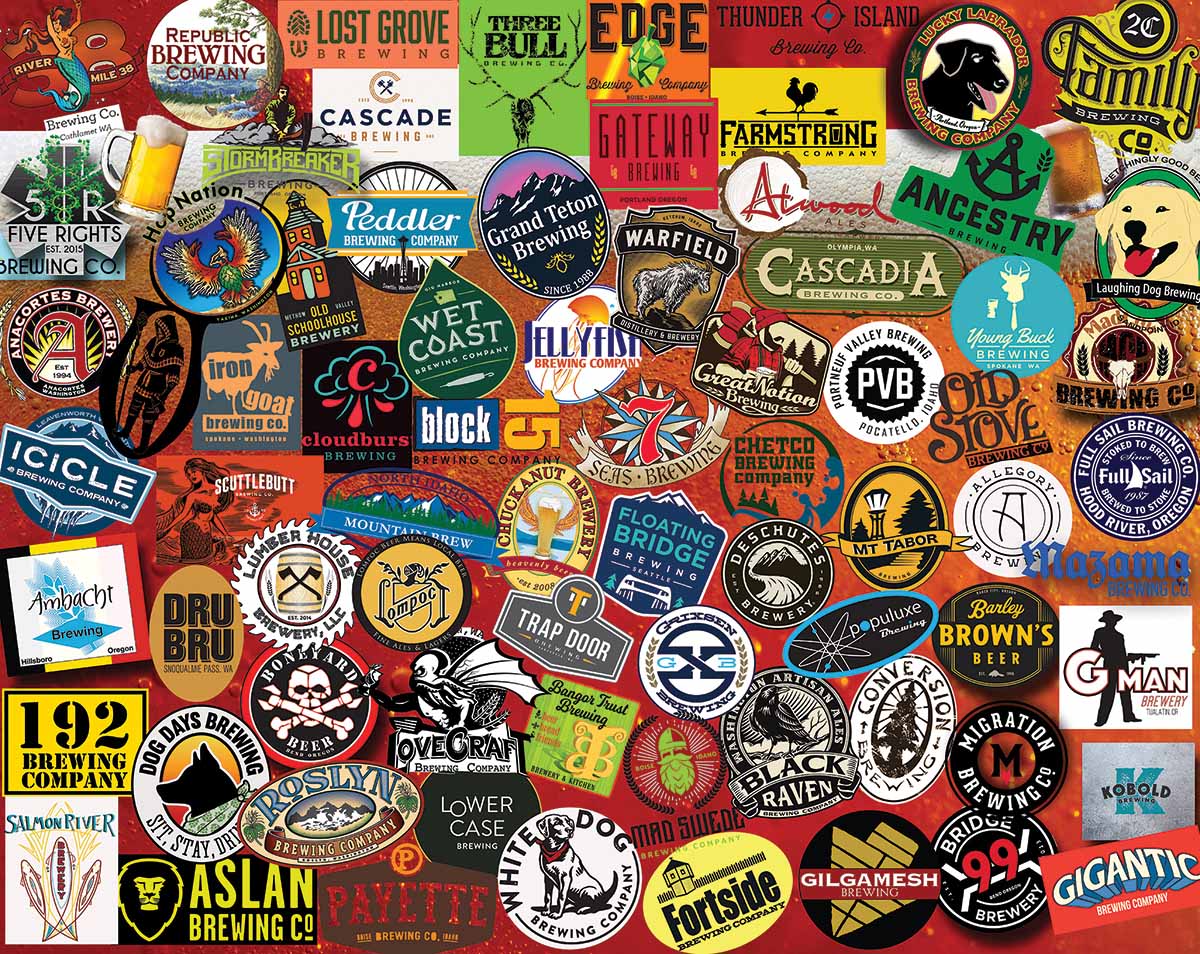 Pacific Northwest Beers Collage Jigsaw Puzzle