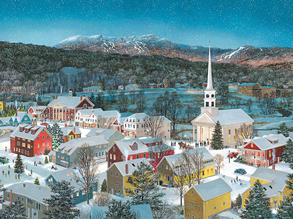 Winter Memories in Stowe, VT. Mountain Jigsaw Puzzle