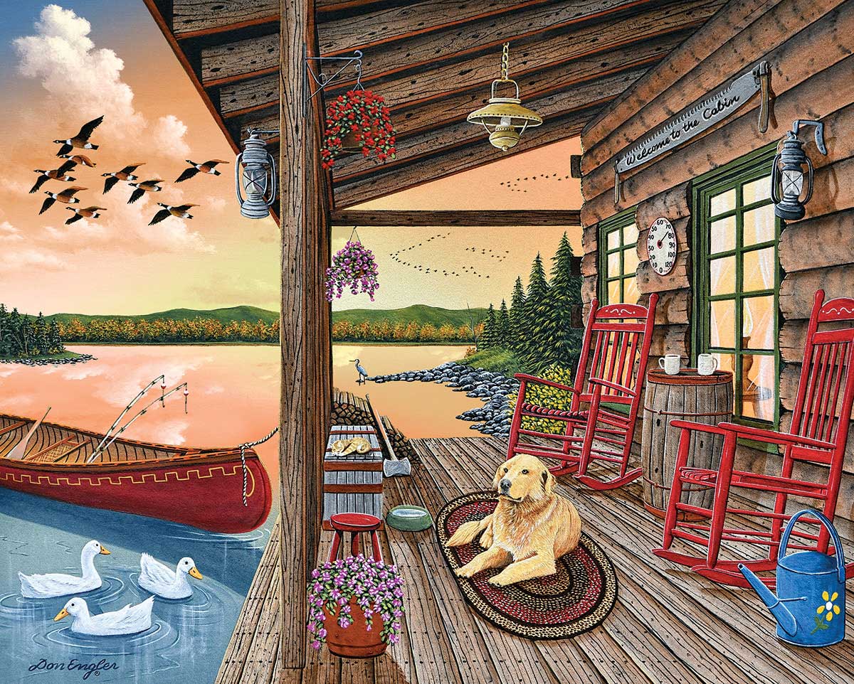 Welcome To The Cabin Dogs Jigsaw Puzzle