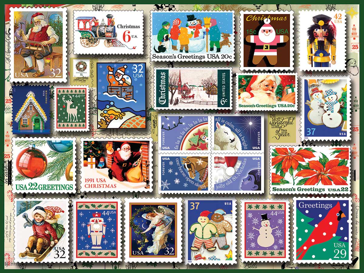 Holiday Stamps Christmas Jigsaw Puzzle