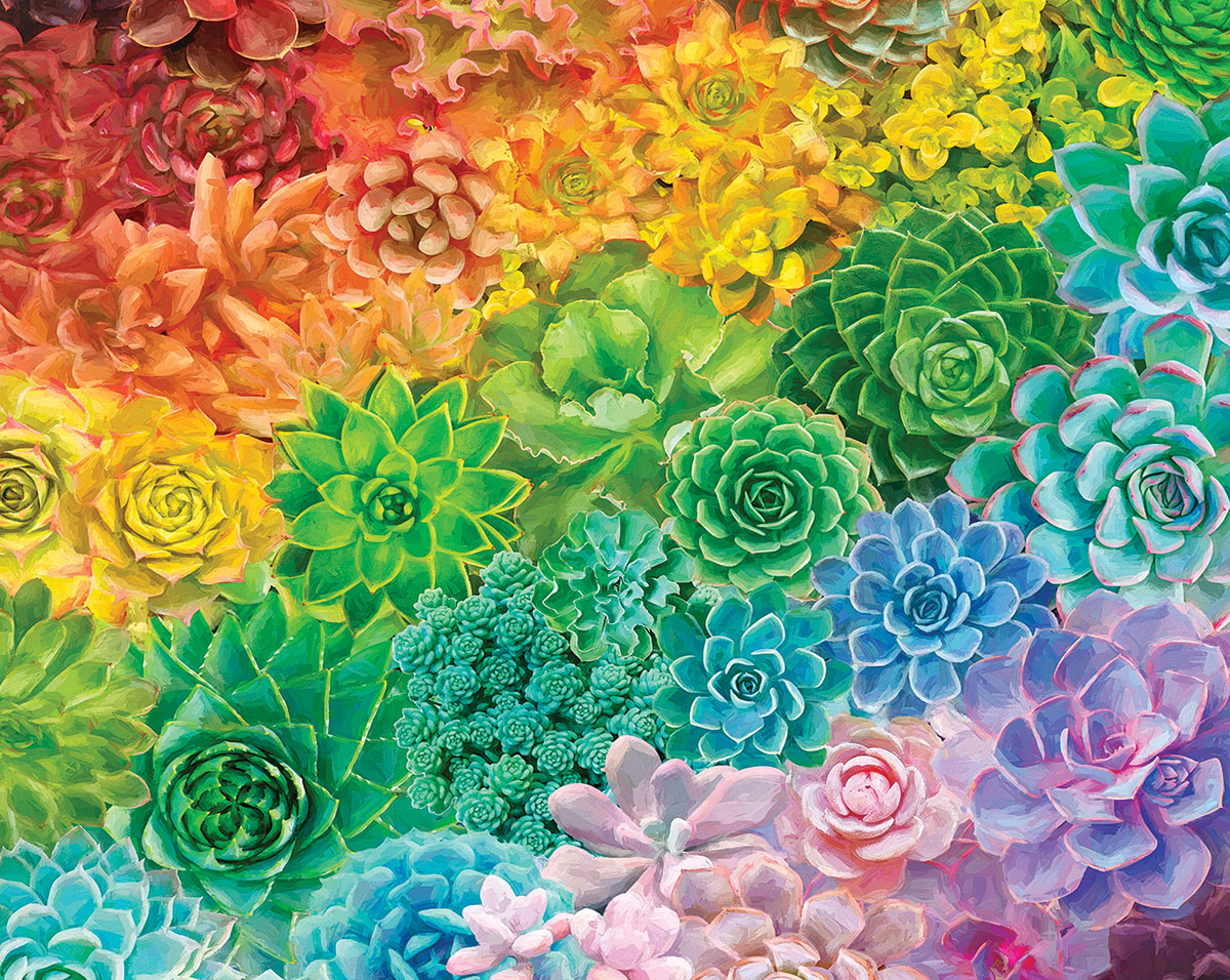 Succulent Rainbow Flower & Garden Jigsaw Puzzle