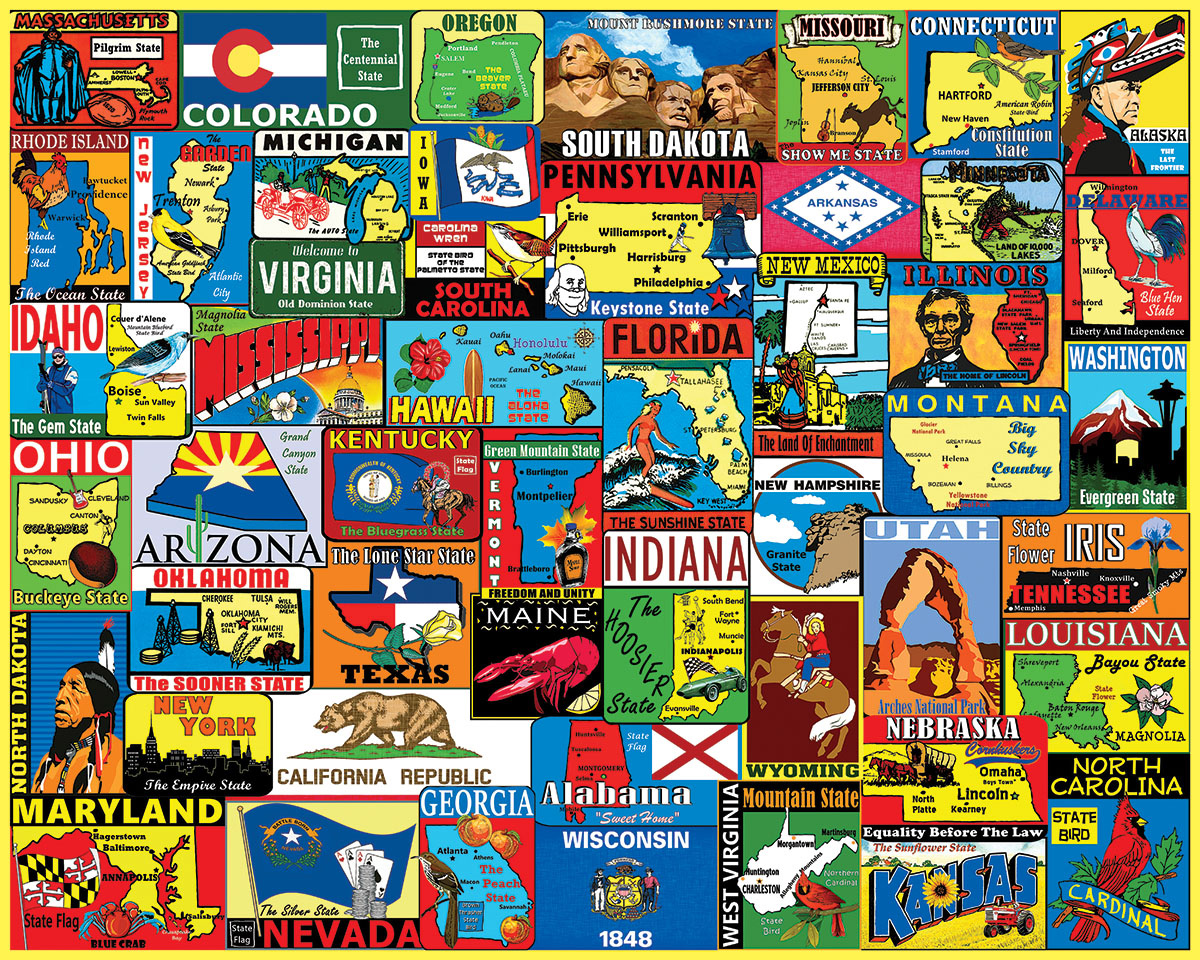 State Stickers Collage Jigsaw Puzzle