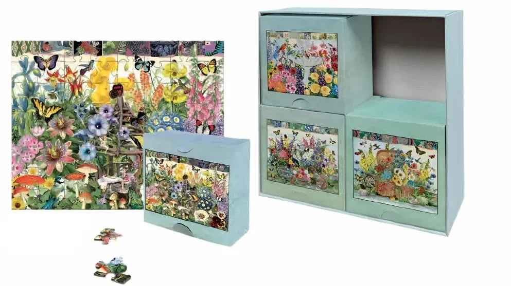 Garden Botanicals Large Piece 4 Pack Puzzle Flower & Garden