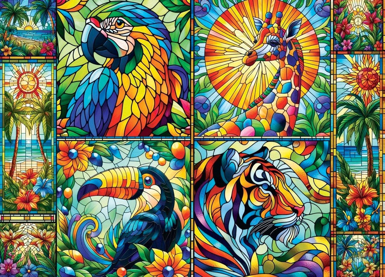 Stained Glass Jungle Animals