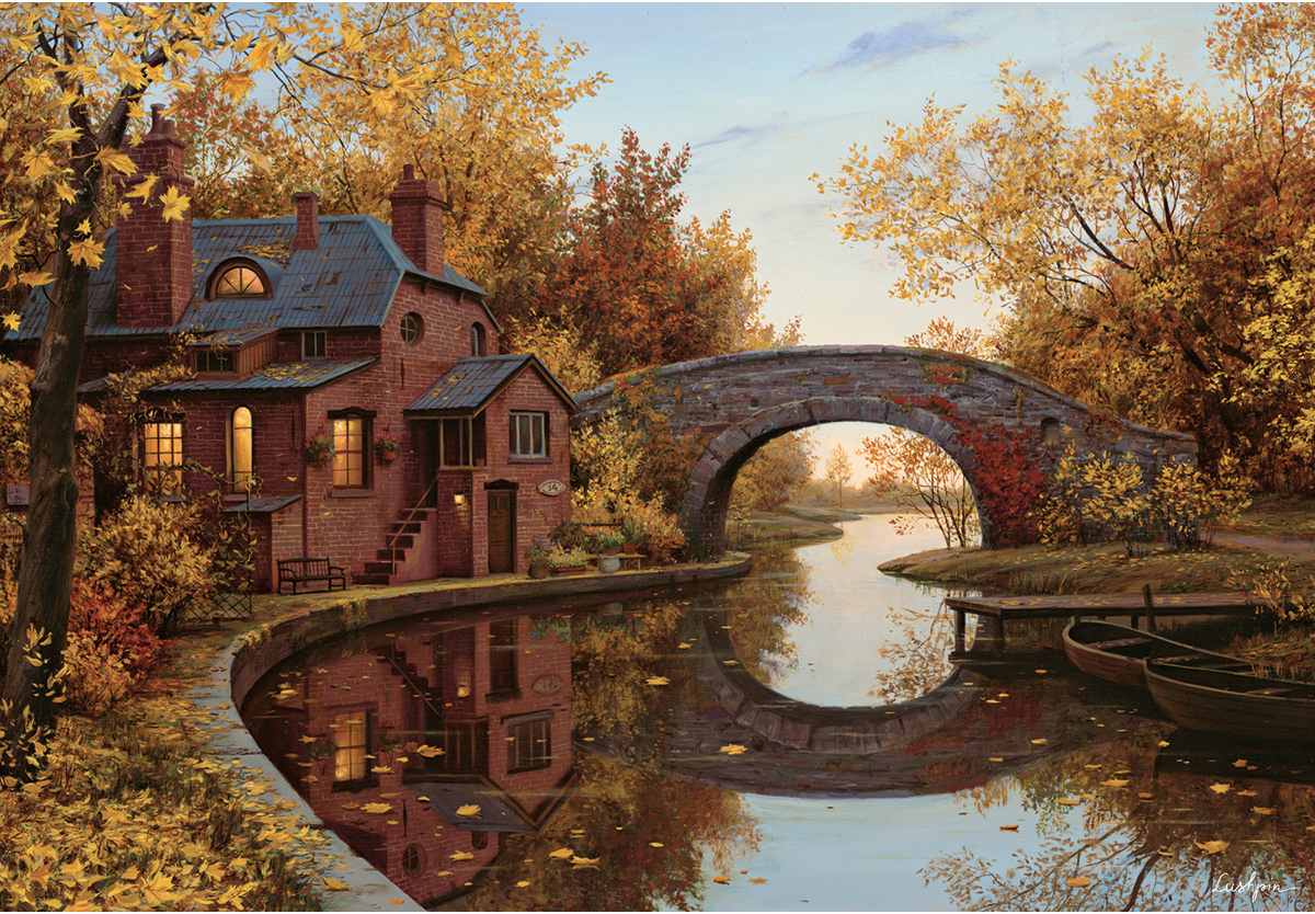 House By The River Fall Jigsaw Puzzle