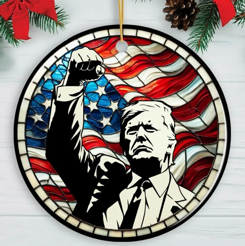 Christmas Ceramic Ornament - President Trump Patriotic