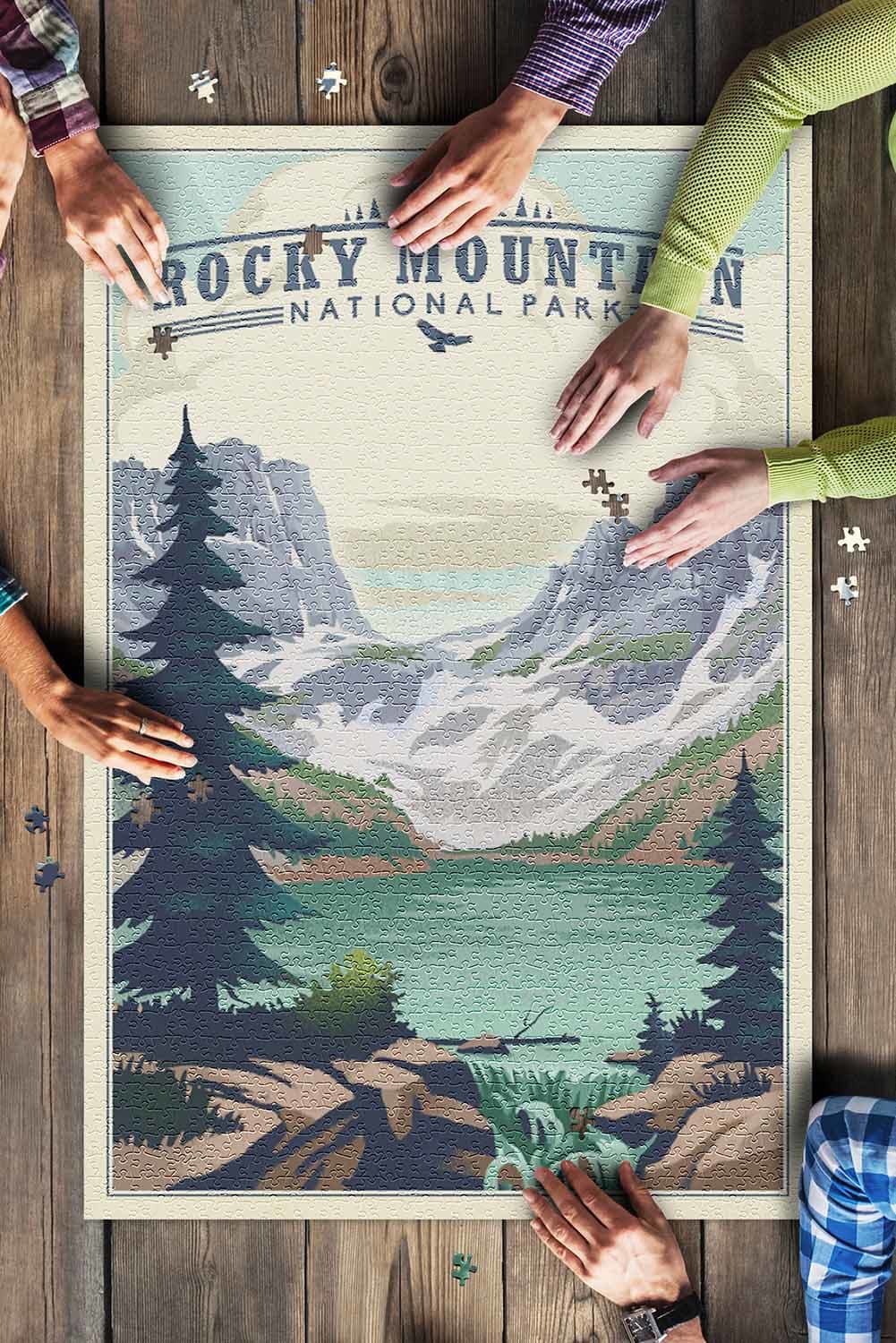 Rocky Mountain National Park, Colorado, Lake, Lithograph