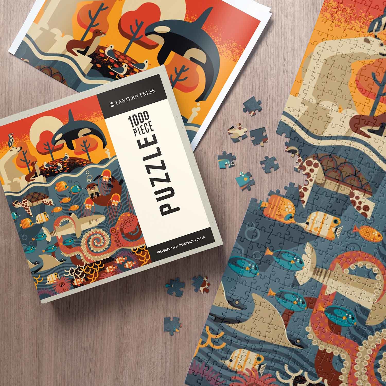 Marine Animals, Textured Geometric