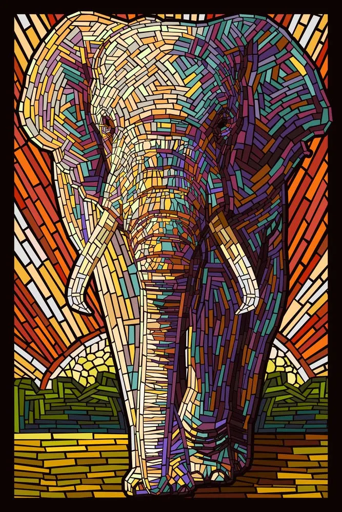 African Elephant, Paper Mosaic Elephant