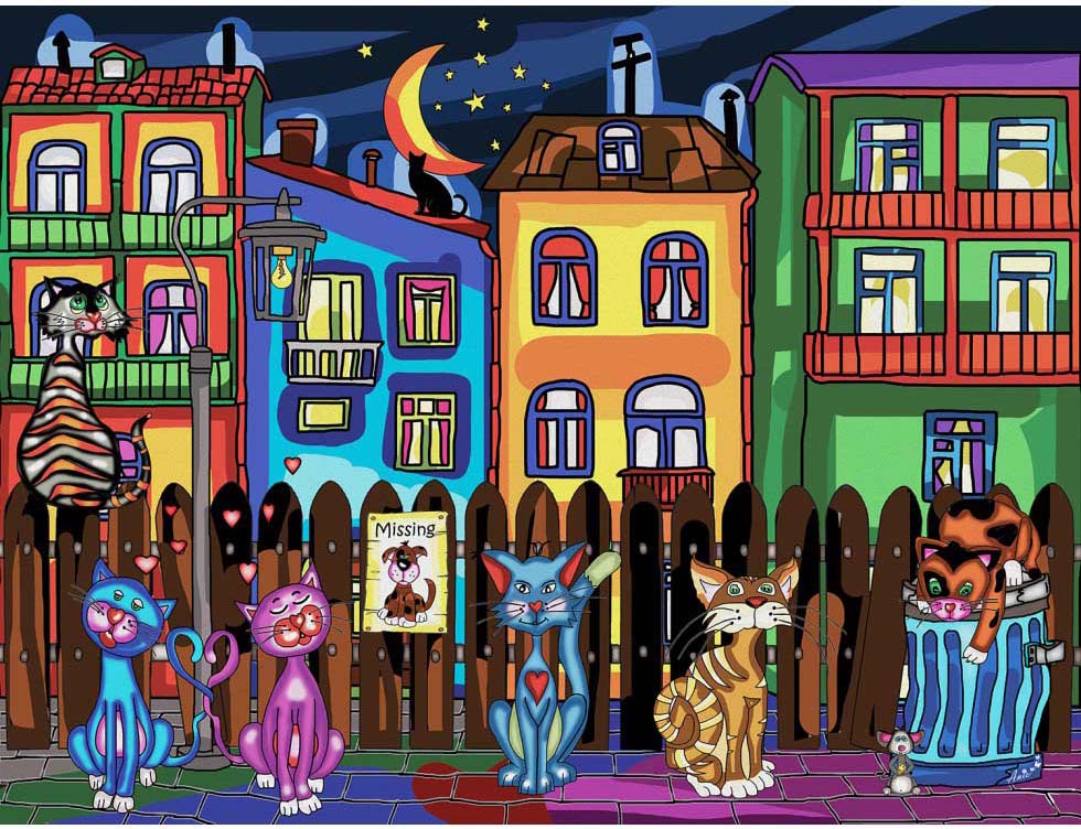 Cat's Night Out Cats Jigsaw Puzzle